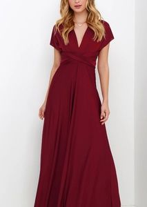 Bridesmaid dress, burgundy, maxi, convertible